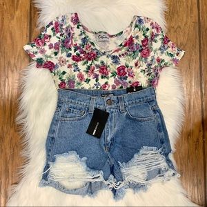 Fashion Nova High Waisted Denim Cutoff Shorts Sz Small